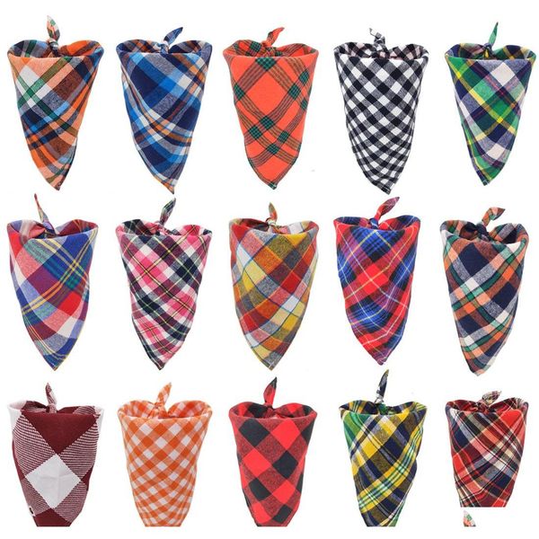 

dog triangle bandanas adjustable pet dog cat neck scarf tie bowtie necktie bandana collar neckerchief dog accessories plaid scarf many gtne