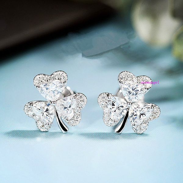 

high-end new cute lady zirconium leaf earrings fashion earrings, Silver