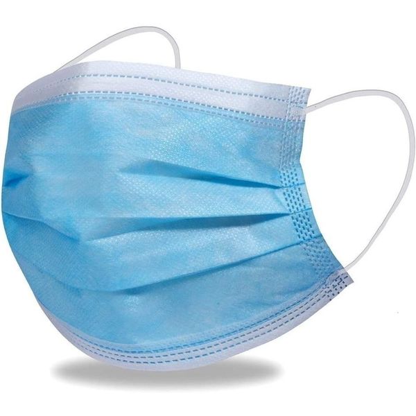 

200pcs/100pcs/50pcs triple-layer filtration disposable face masks with nose clip and ear loops