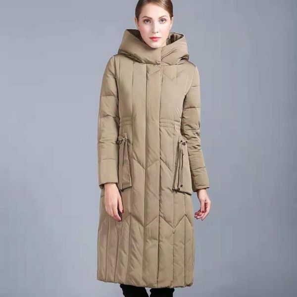 

winter duck down coat female x-long thicker warm straight hooded duck down parkas red fashion warm coat, Black