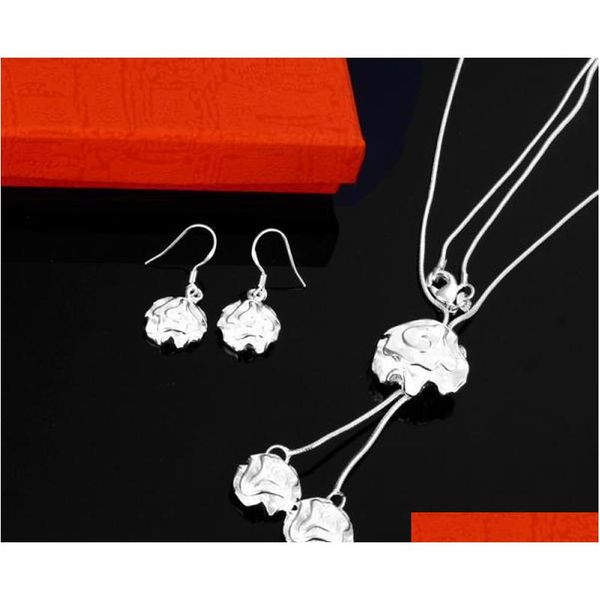 

wholesale - - retail christmas gift 925 silver oval necklace+earrings set s018 qutbn