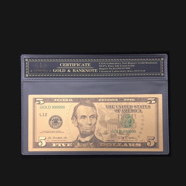 

selling for america banknotes 5 dollar banknotes in gold plated metal pure gold with coa frame for collection wmtsbb xhlove