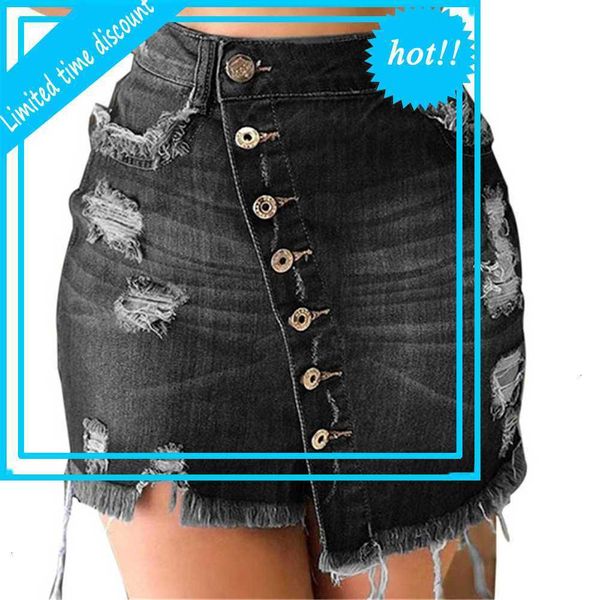 

chsdcsi mini asymmetry club bodems high tail buttons ripped gat tree denim rock women blue casual bodycon bags, Black