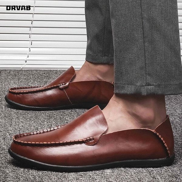 

men loafers summer leather slip-on male shoes driving moccasin soft comfortable wedding dress men casual shoes designer sneakers #h78m, Black