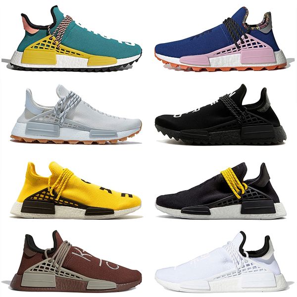

2021 new human race mens nmd pharrell williams womens trainers sneakers equality black yellow cream pink core dash green running shoes, White;red