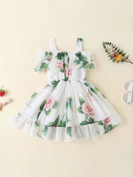 

toddler girls floral print flounce trim dress she, Red;yellow
