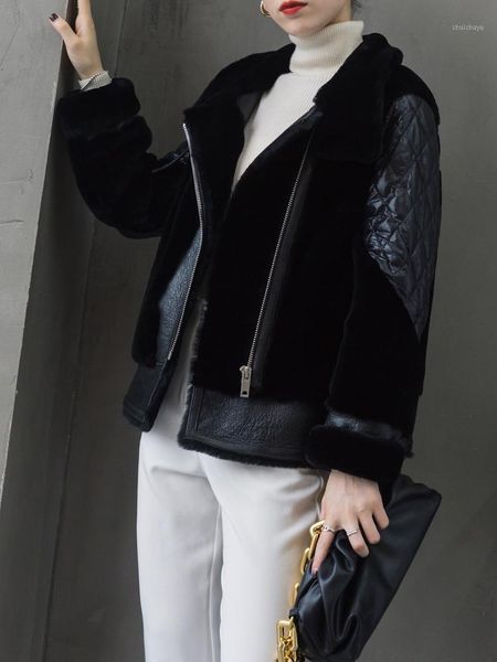 

new winter coat women sheep fur fur coat plus size women warm long sleeve jacket hooded overcoat1, Black