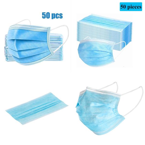 

mouth face 3 layer ear-loop masks cover 3-ply non-woven disposable dust mask soft breathable outdooutletdufn