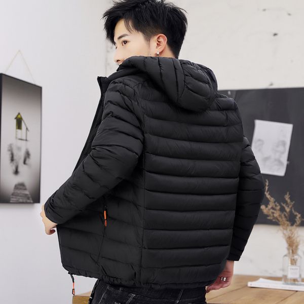 

winter 2020 selling new men's mid-length slim hooded down padded jacket handsome thick cotton, Black