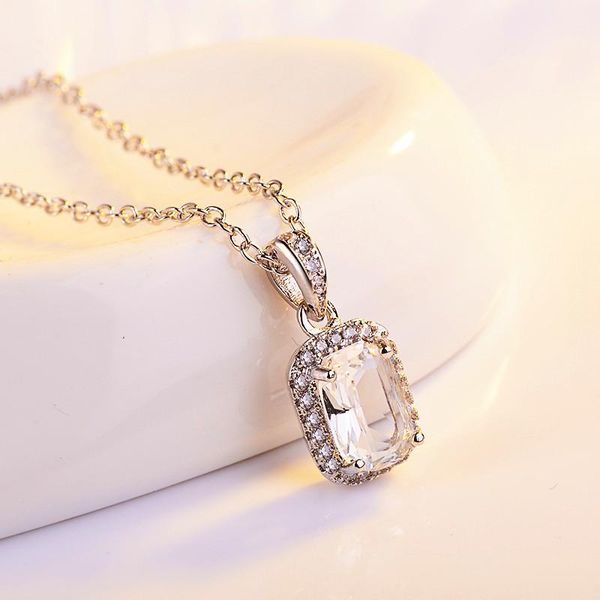 

cute female crystal zircon necklace blue red purple yellow stone pendant necklace big 925 silver choker necklaces for women1