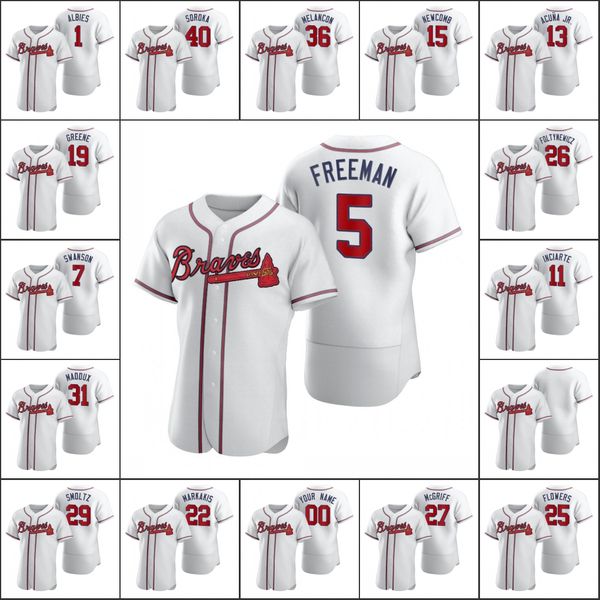 

atlanta braves #13 ronald acuna jr. 5 freddie an 7 dansby swanson men women youth custom white 2020 authentic jersey, Black