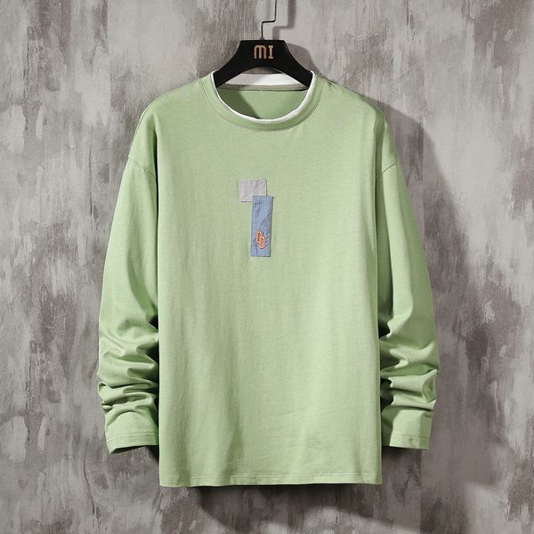 

2021 new autumn spring fashion oversize pieces impression long sleeve male tshirt neck shirt t ms2y, White;black