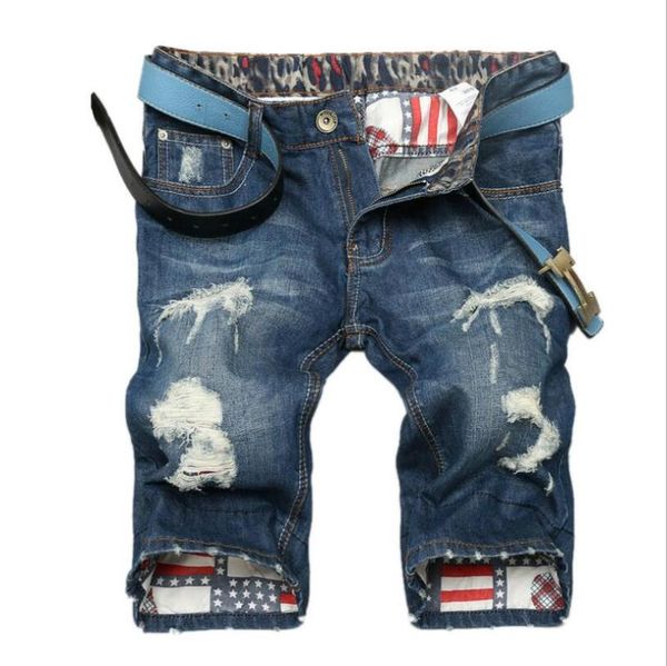 

men's shorts hip hop men denim 2021 summer cotton ripped holes knee length jeans streetwear male fashion plus size 6xl w1645, White;black