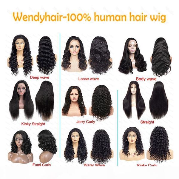 

wendyhair natural black 13*4 hd transparent lace front wigs 30 inch long human brazilian hair wigs 150 180 density thin swiss lace natural, Black;brown