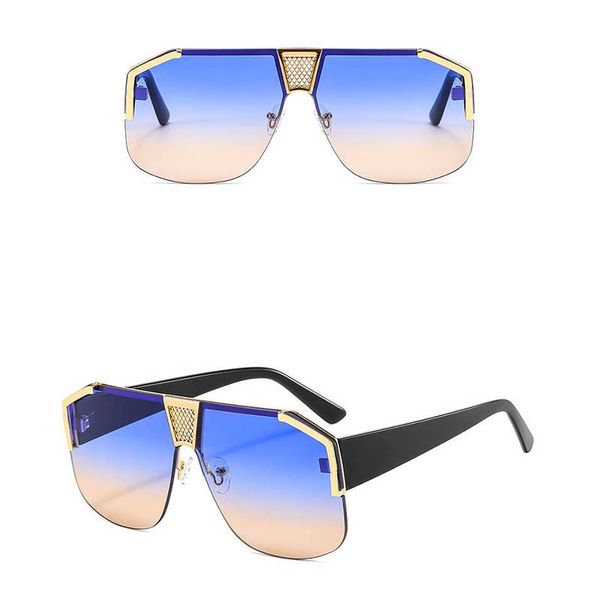 

new metal half frame sunglasses fashion big frame black glasses for men and women no logo 7 colors wholesale, White;black