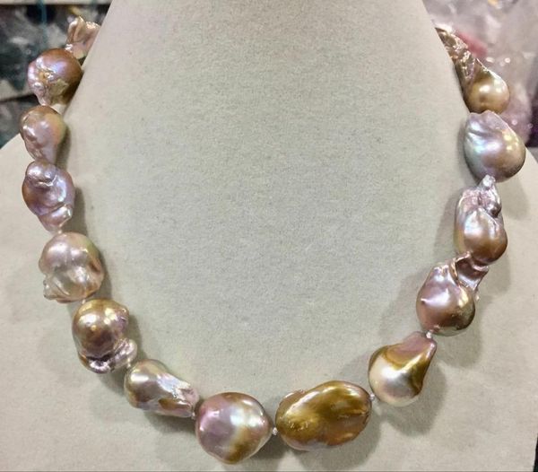 

chains beautiful baroque purple reborn keshi pearl necklace 18", Silver