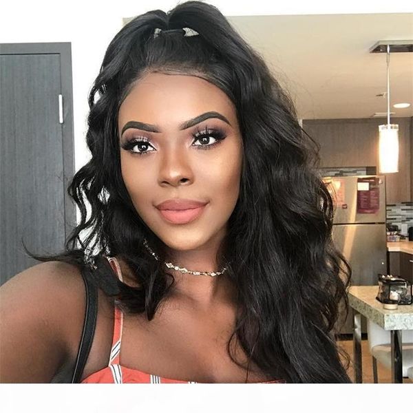 

loose wave full lace human hair wigs for black women with baby hair 130-180% density peruvian human hair glueless lace front wig, Black;brown