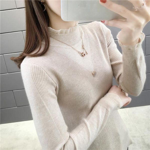 

women's sweaters 1534841 [no.3, row 9, middle hall] lace splicing solid color pullover sweater 2021jd1, White;black