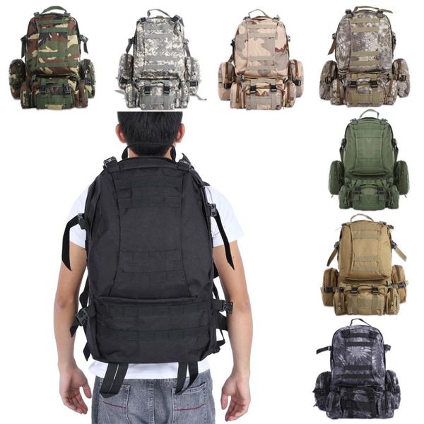 

outdoor bags 50l men's tactical backpack multifunction sports molle double shoulder bag water resistant waterproof rucksack