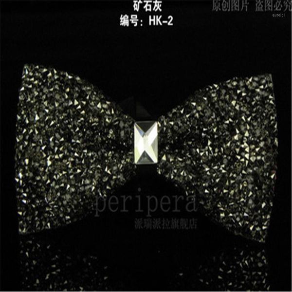 

high-end luxury rhinestone bow tie, men's bow dress korea edition sharp star diamond tie hk1, Black;gray