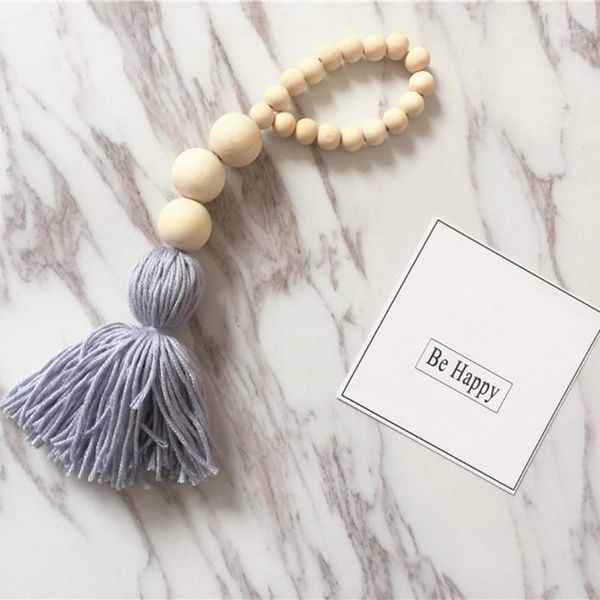 

wall hanging wooden beads garland farmhouse tassle prayer beads children bedroom decorations1