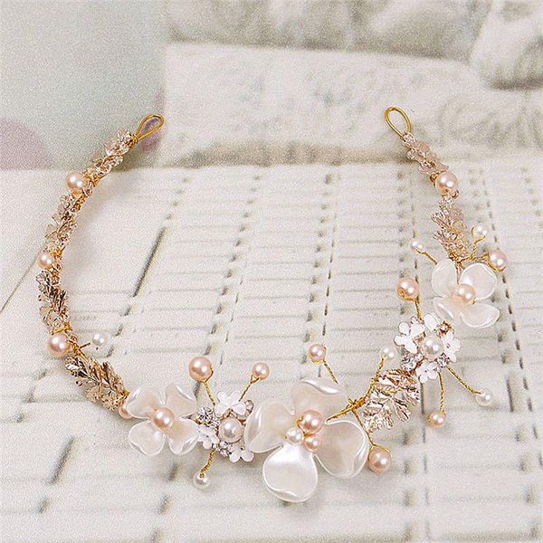 

new handmade bride hair golden simulated pearl ceramic hoop baroque luxury wedding headdress accessories headband 2021 slea, Golden;silver