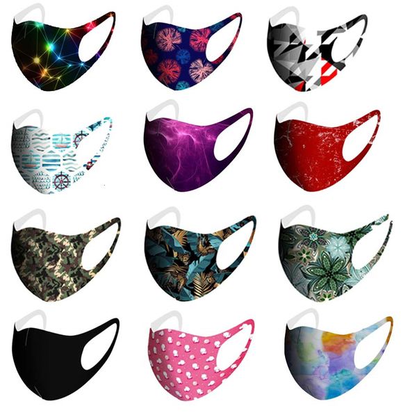 

fashion face masks hanging ear type cold feeling washable mask sunscreen ice silk dustproof cotton protective printing pattern mask