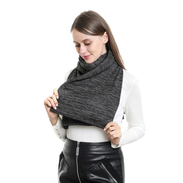 

scarves women men solid winter autumn long scarf with 2 hidden pockets warm outdoor travel adjustable buttons convertible shawl wrap, Blue;gray
