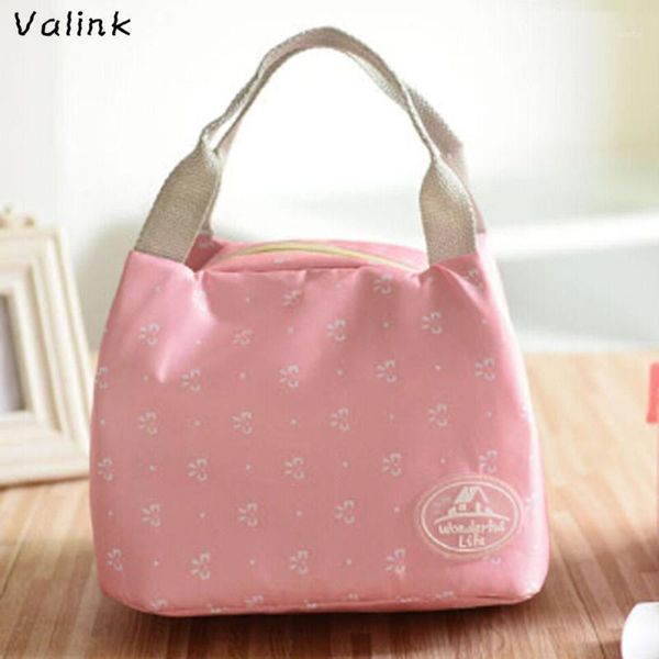 

bag organizer valink 2021 portable stripe pattern lunch tote picnic insulated cooler zipper box for women bolsa termica1, Blue;pink