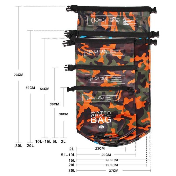 

outdoor bag camouflage portable rafting diving dry bag sack pvc waterproof folding swimming storage bag for river trekking wmtmnu xhlove