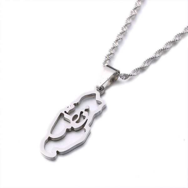 

stainless steel qatar country map women pendant gold color jewelry gift, Silver