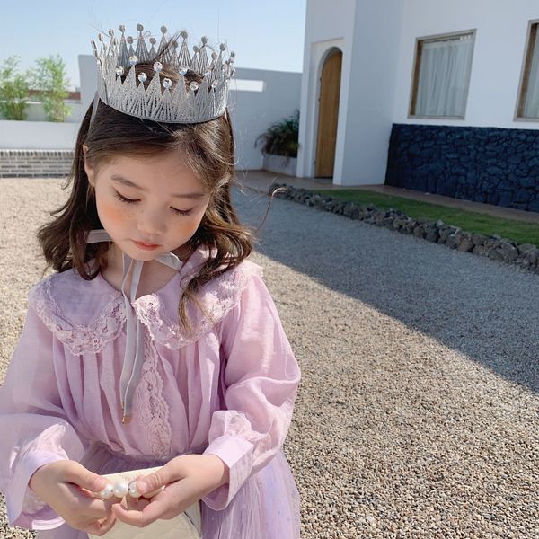 

spring 2020 new girls purple lace shirt baby kids long sleeve chiffon sweet blouses toddler baby fashion clothing y200704, White;black