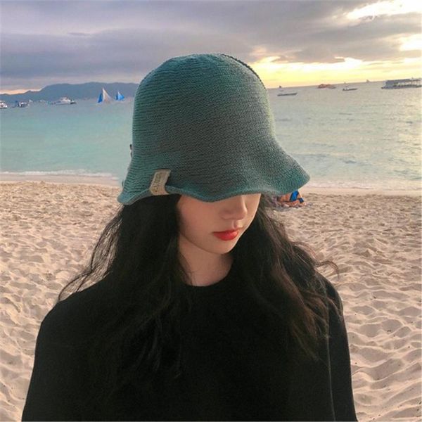 

double-sided wearing cap fashion summer reversible black white coconut tree printed fisherman caps bucket hats men women, Blue;gray