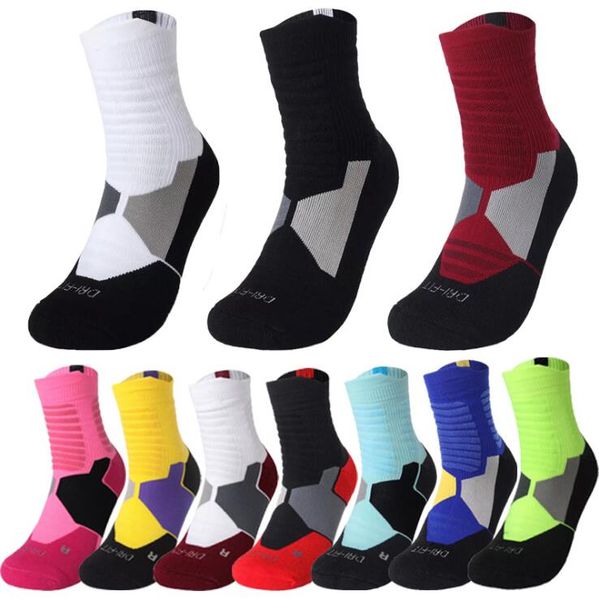 Meias de Basquete Adulto Tubo Médio Digite Bottom Sports Socks Desporto Basquete Número do Jogador de Basquete Esporte Crew Toalheiro Peúgas Frete Grátis