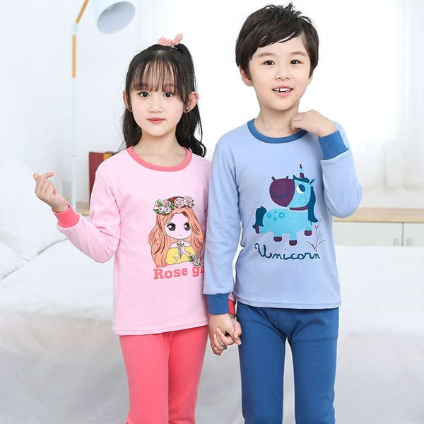 

girls' cloth, autumn trousers, sweater, children's underwear set, all cotton pajamas, Blue;red