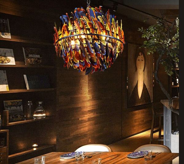 Novo Retro Creative Industrial Estilo Restaurante E27 Lâmpada Pingente de Lâmpada Americana Três Camadas Color Pena Ferro Iluminação Lâmpada