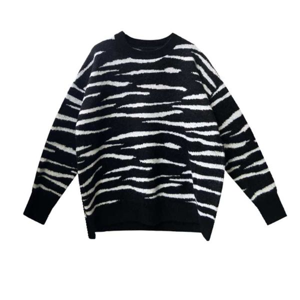 

gtgyff sweaters for women fashion oversize vintage autumn winter pullover loose ladies design jumper jersey black grey zebra top, White;black