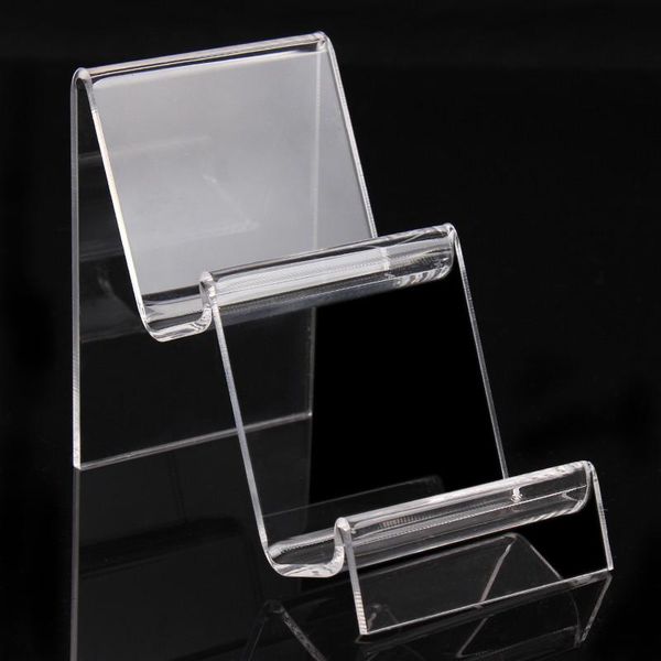 

acrylic two layers phone display holder mobile phone rack cellphone shelf wallet stand portable display rack, Pink;blue