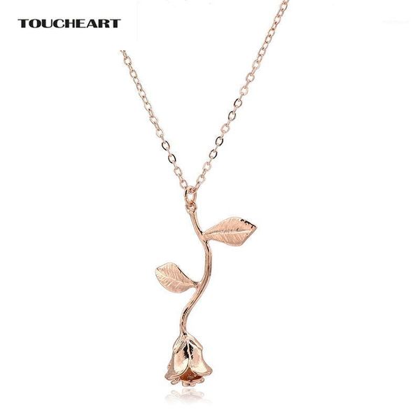 

chains toucheart trendy jewelry custom rose gold flower stainless steel pendant necklace for women statement sne1800551, Silver
