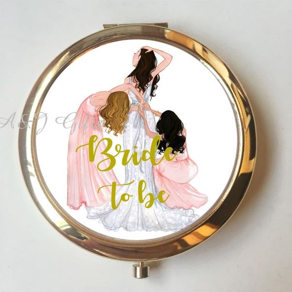 

1pcs lot anniversary gf mom's birthday gifts wedding bride to be party personalized compact mirror custom bridesmaid gift
