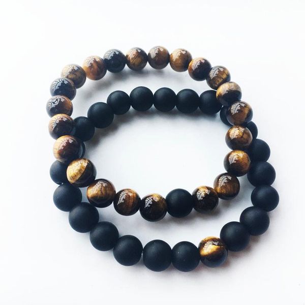 

wukaka 2 шт природный камень бисер браслеты volcano браслет lover мужчины jewelry stretch энергия йога подарков браслет, Black