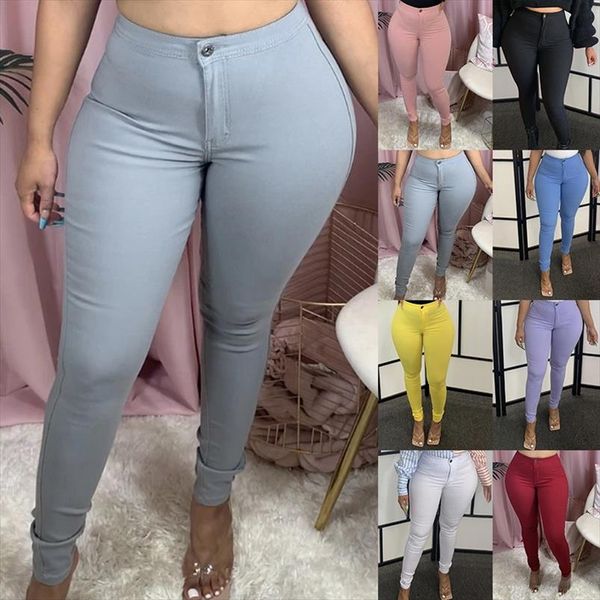 

jeans 2020 high waist stretch slim pencil trousers women clothing pants women lady plus size skinny denim pants s 3xl, Blue