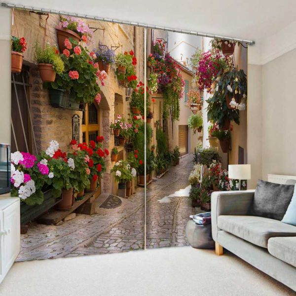 

curtain & drapes home decoration blackout 3d stereoscopic lifelike stree house curtains soundproof windproof