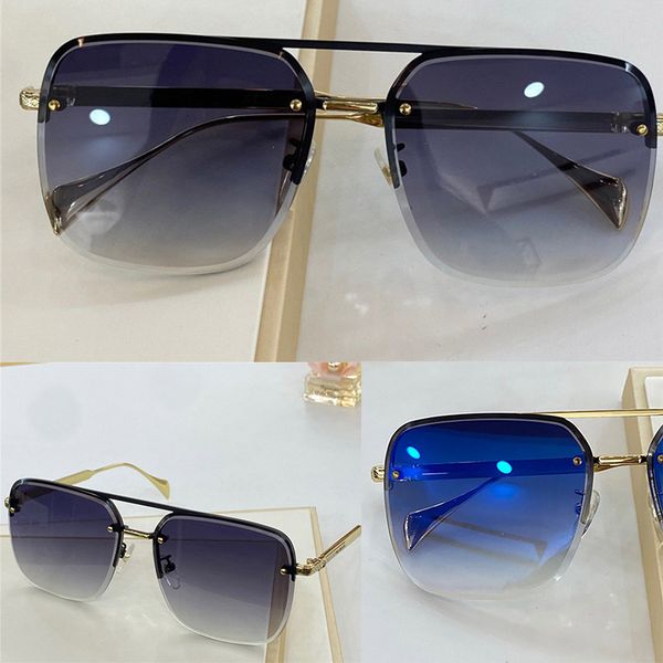 

391 new fashion sunglasses men plate frame retro titanium metal legs sunglasses style invisible frame uv 400 come with box, White;black