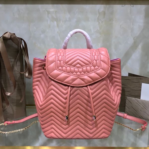 

2021 the latest series quilted sheepskin backpack lambskin lining 286536 black and white enamel snakehead clasp removable shoulder straps