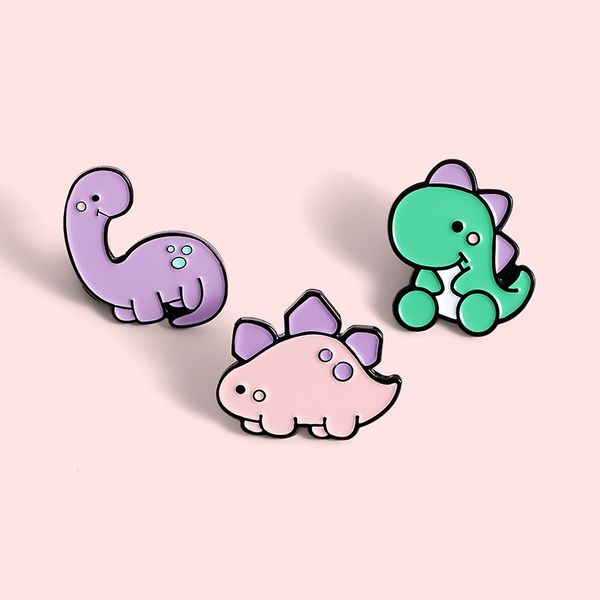 

cute cartoon candy color dinosaur brooch pins set funny creativity animal alloy enamel brooches for children xmas gift badges bag shirt pin, Blue