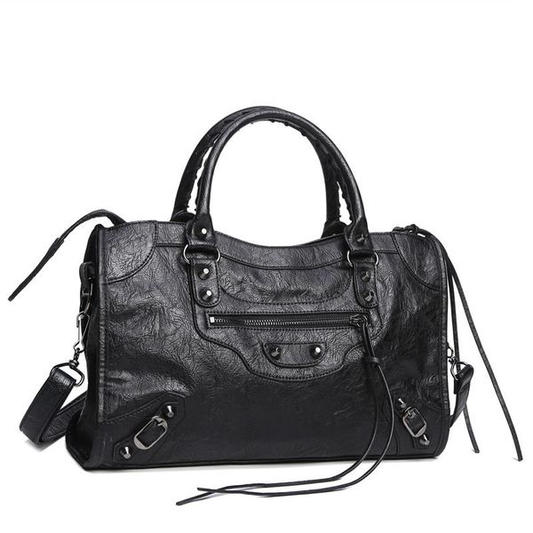 

designer- ales female handbags motorcycle vintage bag sheepskin genuine leather studs rivet purse women famous chain medium city bags