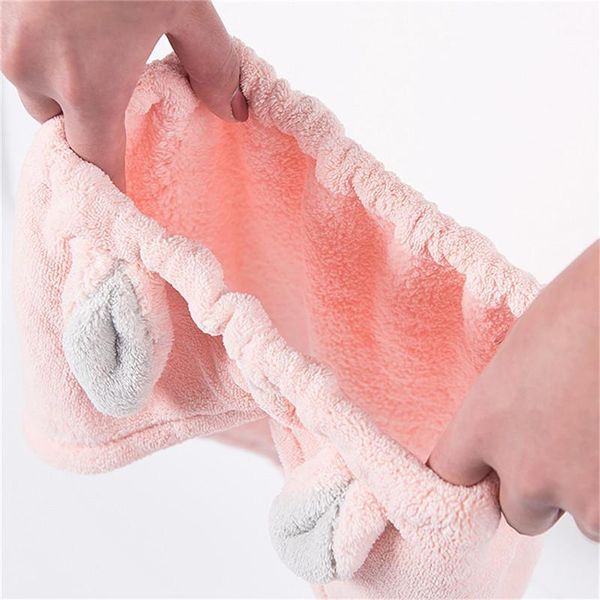 

towel cute microfiber hair turban quickly dry hat wrapped bath with ears bathroom accessories1