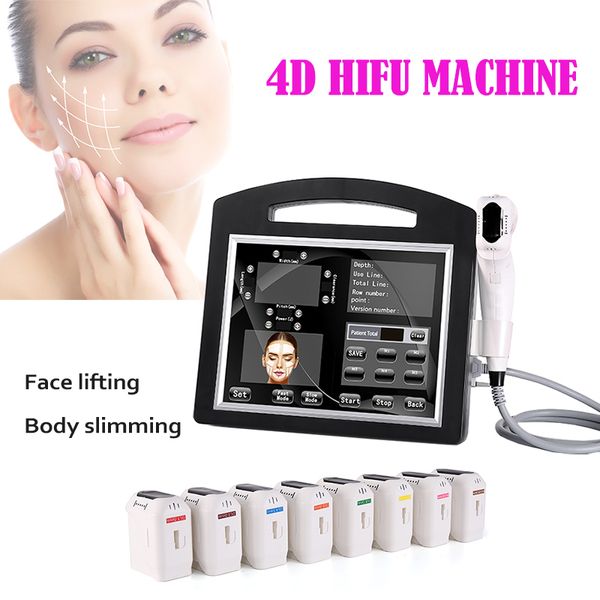 Macchina hifu 4D a 12 linee con 8 teste ad ultrasuoni focalizzati ad alta intensità hifu face lifting macchina antirughe rassodante per la pelle