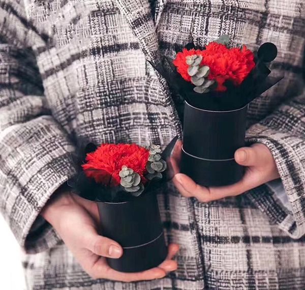 

7.5x6.5cm flower box mini bouquet cylinder portable 1pc round flower bucket gift storage pvc florist bag weddi sqcizo bbgargden